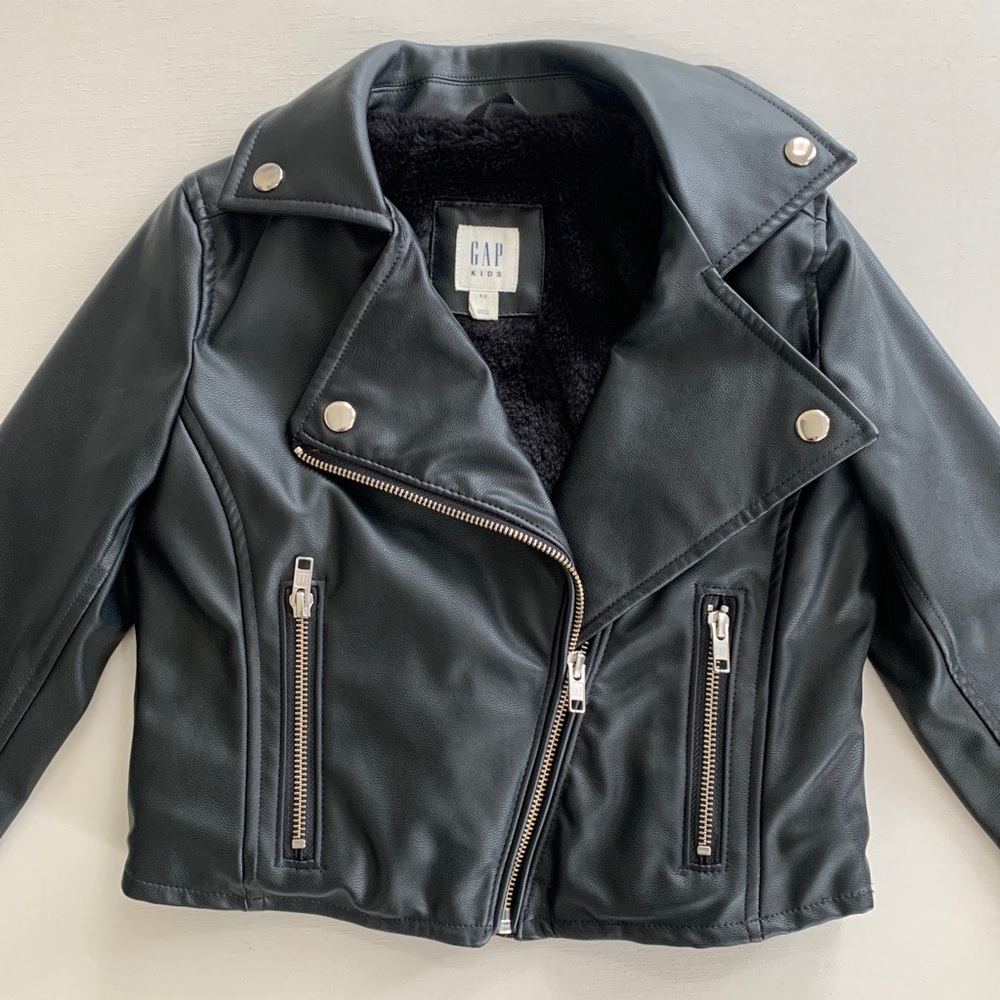 Girls faux leather/fur moto jacket (S)